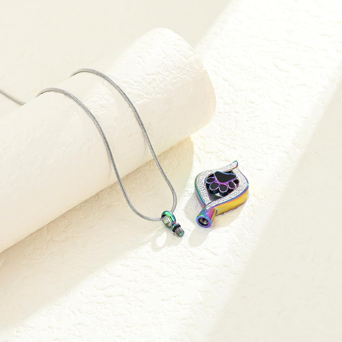 The Eye of My Heart Paw Print Urn Necklace for Ashes