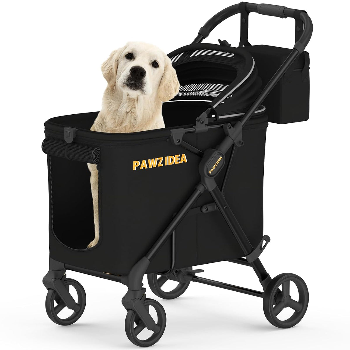 PAWZIDEA Pet Stroller for Medium to Large Dogs, One-Hand Foldable,Low-Entry