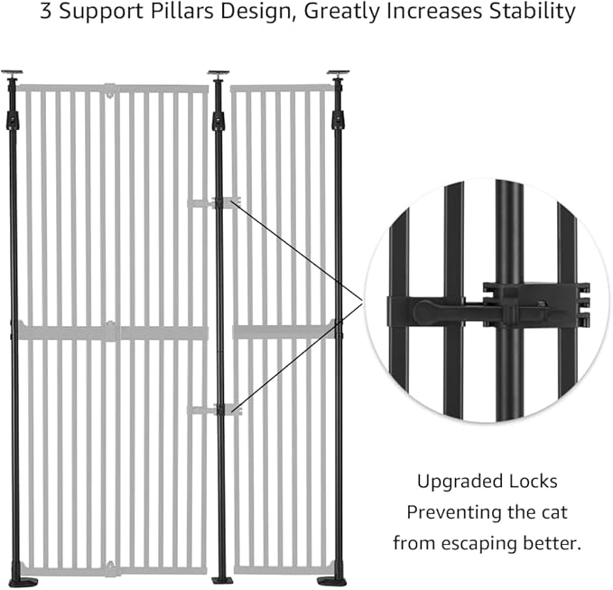 unipaws 75" High Extra Tall Cat Gate, Auto Closing and No Drilling Safety Gate - Image 5