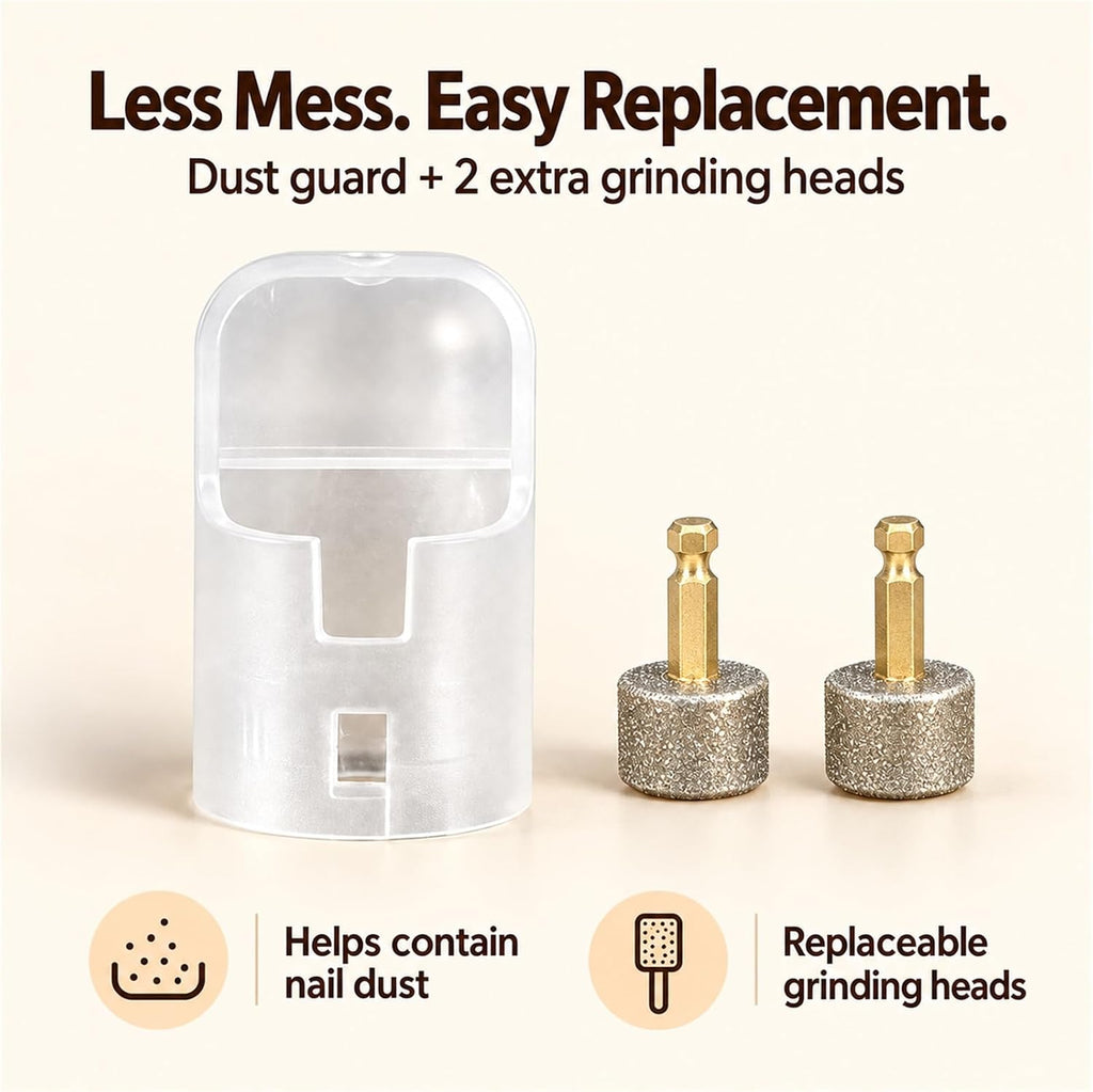 Dog Nail Grinder with 30dB Ultra‑Quiet Brushless Motor, 6‑Speed (6000‑12000RPM), 3‑Port System, LED Lights, 8H Battery, Dust Cap – Painless Grooming for Small, Medium & Large Dogs & Cats