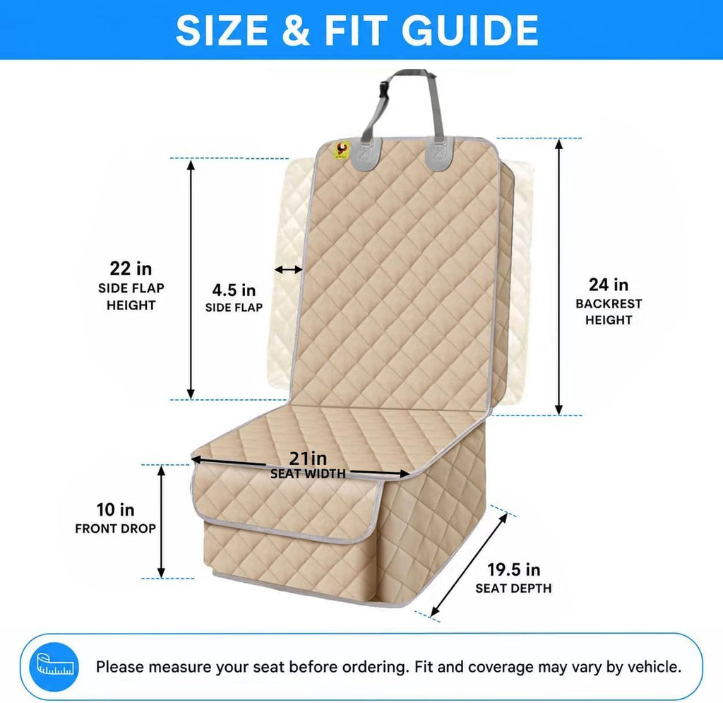 Bark Lover Car Seat Covers Front Seats,Car Seat Protector for Dogs,Scratch-Proof Dog Car Seat Cover,Universal Fit for Cars Trucks SUVs (Warm Beige,1 Pack)
