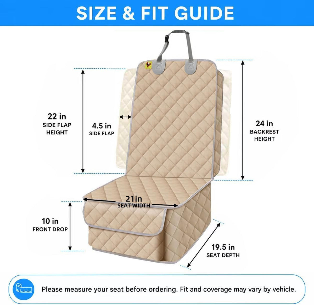 Bark Lover Car Seat Covers Front Seats,Car Seat Protector for Dogs,Scratch-Proof Dog Car Seat Cover,Universal Fit for Cars Trucks SUVs (Warm Beige,1 Pack)