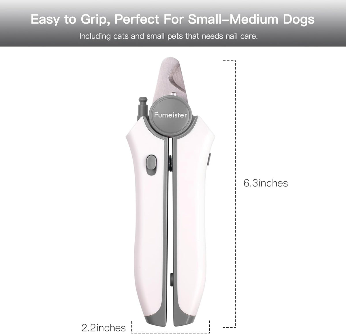 Type-C Rechargeable Dog & Cat Nail Clippers - LED Pet Nail Trimmer Extra Sharp for Small & Medium Dogs (Gray)