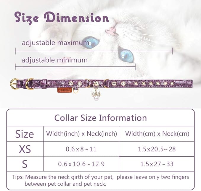 PetsHome Cat Collar, Dog Collar, PU Leather Adjustable Pet Collar - Image 7