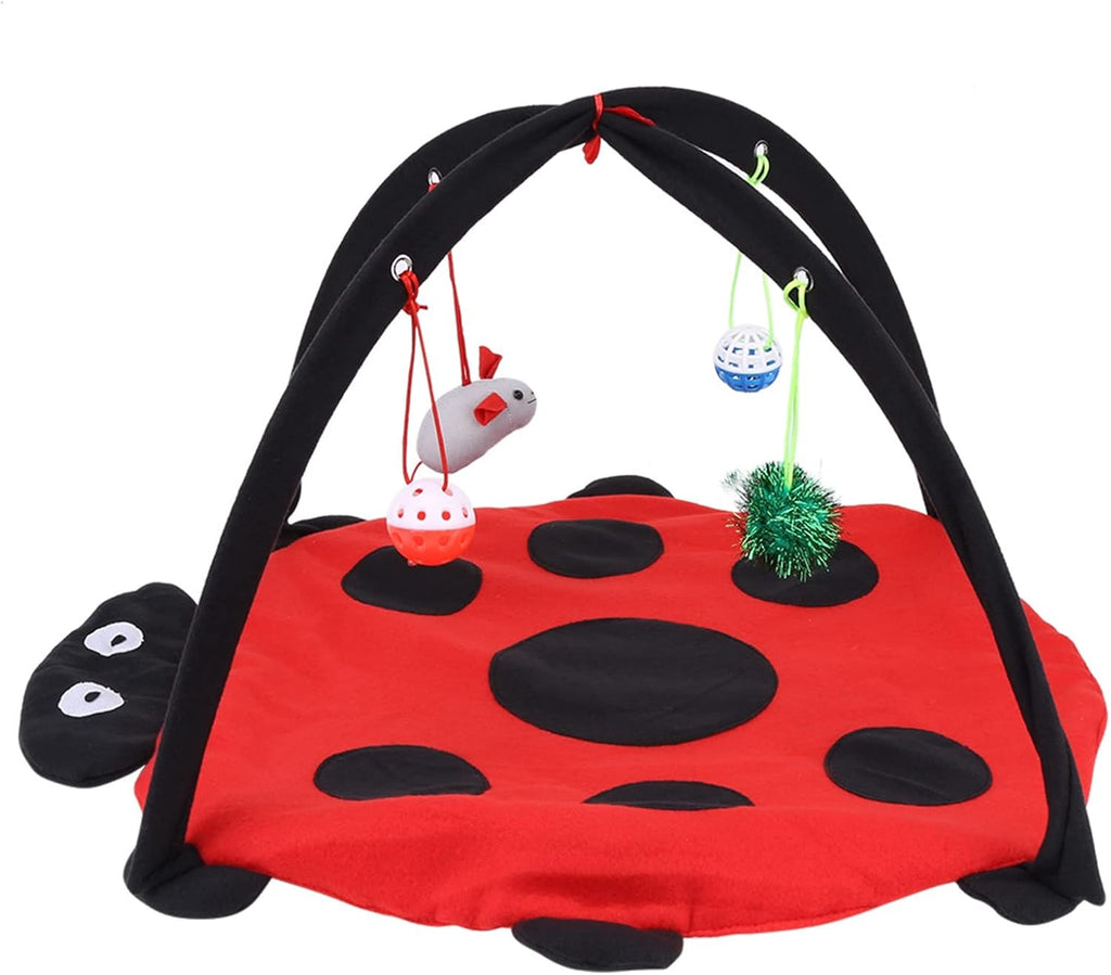 JTLB Cat Activity Play Mat Cat Activity Mat, 21.7 x 21.7 x 13.8 inch Foldable Cat Activity Play Mat Tent Multifunction Pet Bed with Hanging Toy Balls