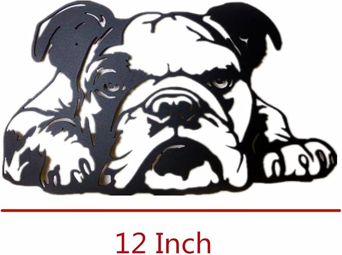 PHJYMXZSNA Black 3D Dog Head Decor Metal Bulldog Wall Sculpture Unique Modern - Image 5