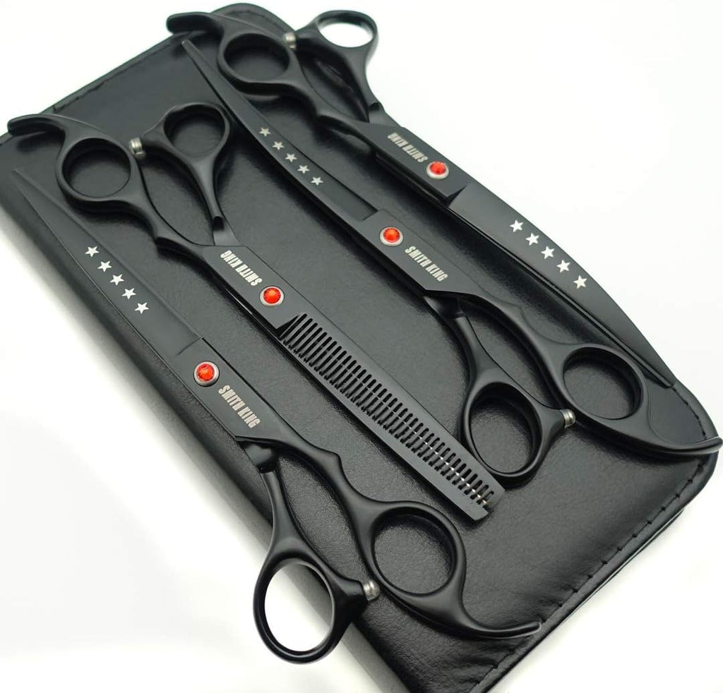 7.0in Professional Pet Grooming Scissors set,Straight & Thinning & Curved scissors 4pcs set for Dog grooming (Violet)
