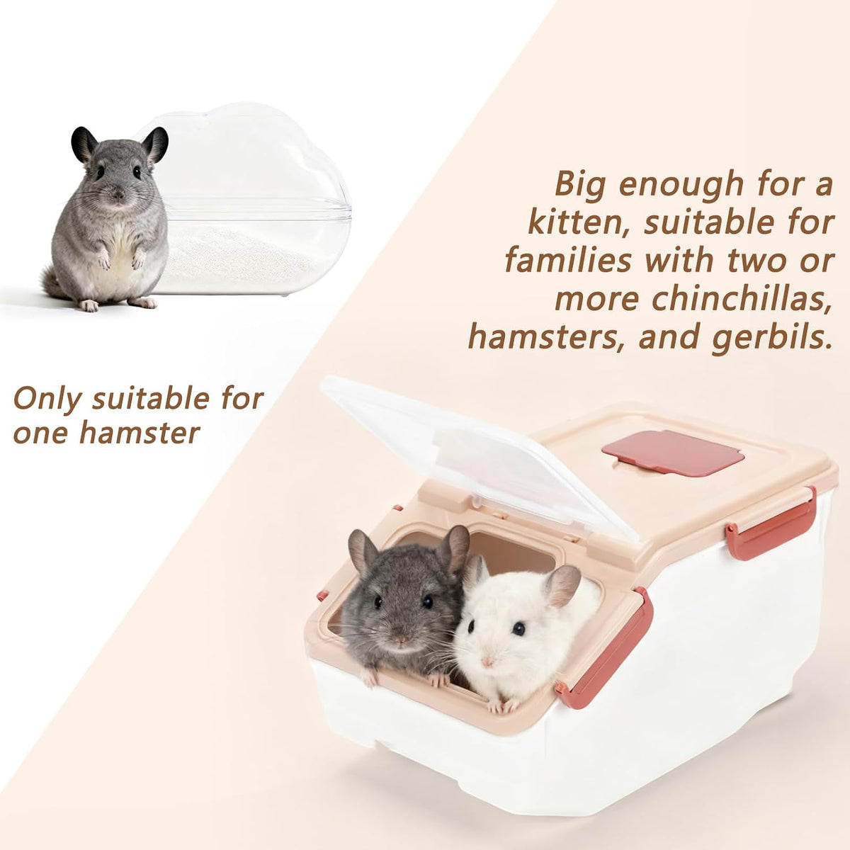 Chinchilla Dust Bath Container Kit, Extra Large Plastic Bath House