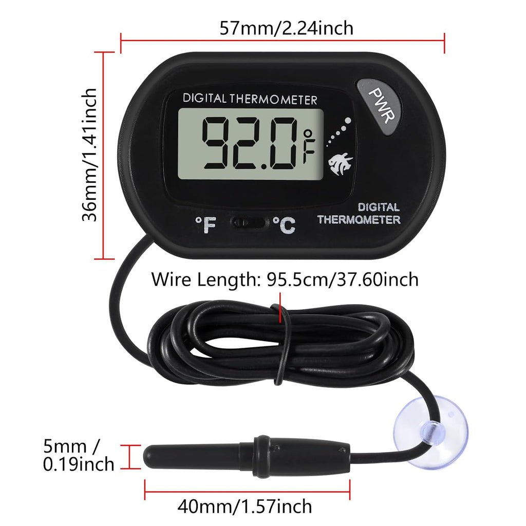 10Pcs Aquarium Thermometer Fish Tank Thermometer Reptile Terrarium Water Test Digital with LCD Display Fahrenheit/Celsius(℉/℃)