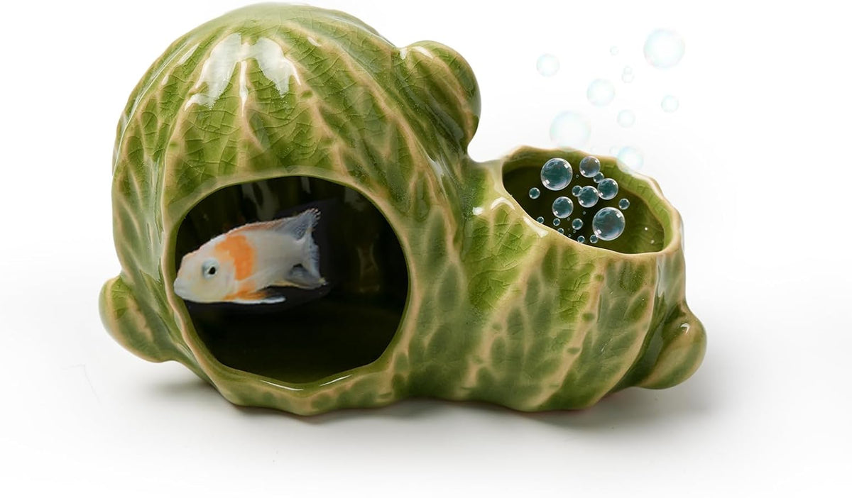 Green Aquarium Decor Ceramic Western Cactus Betta Fish Tank Cave