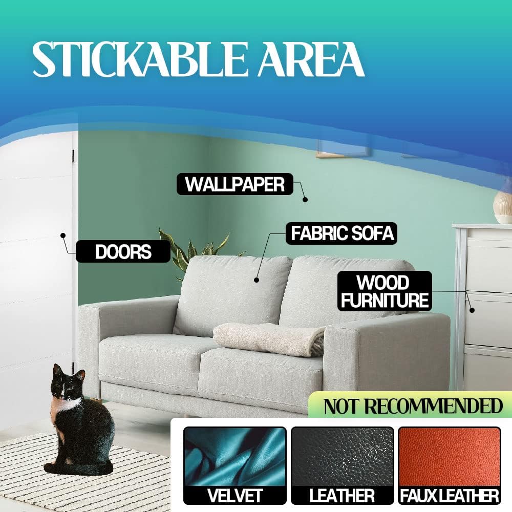 HA SHI Cat Scratch Furniture Protector, Clear, 10 Sheets + 60 Pins