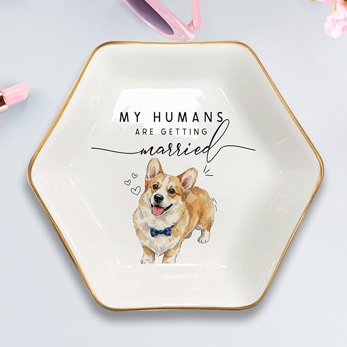 Custom Pet Portrait Watercolor Ring Dish, My Humans Are Getting Married Jewelry - Image 3