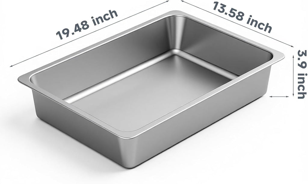 Kirecoo Large Stainless Steel Cat Litter Box Low Entry, Non-Stick