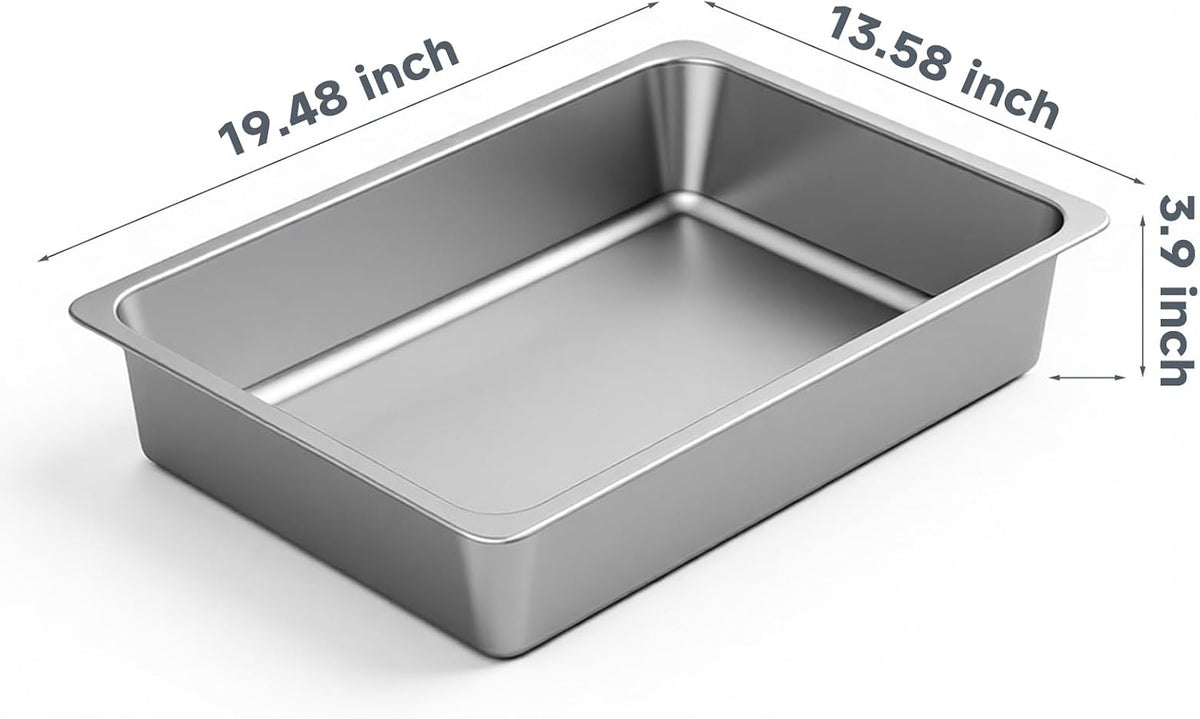 Kirecoo Large Stainless Steel Cat Litter Box Low Entry, Non-Stick