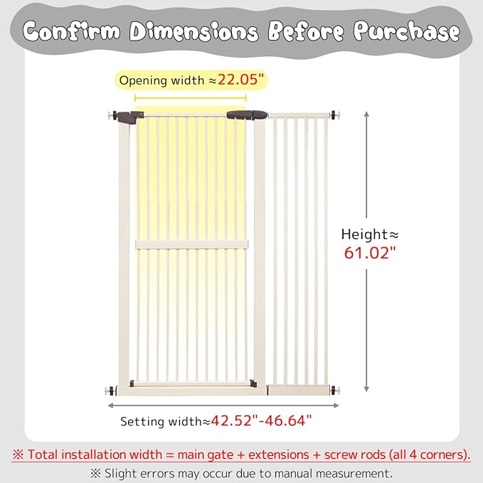 Lumizone Extra Tall Cat Gate 61.02" High Pressure Mounted Extra Wide - Image 2