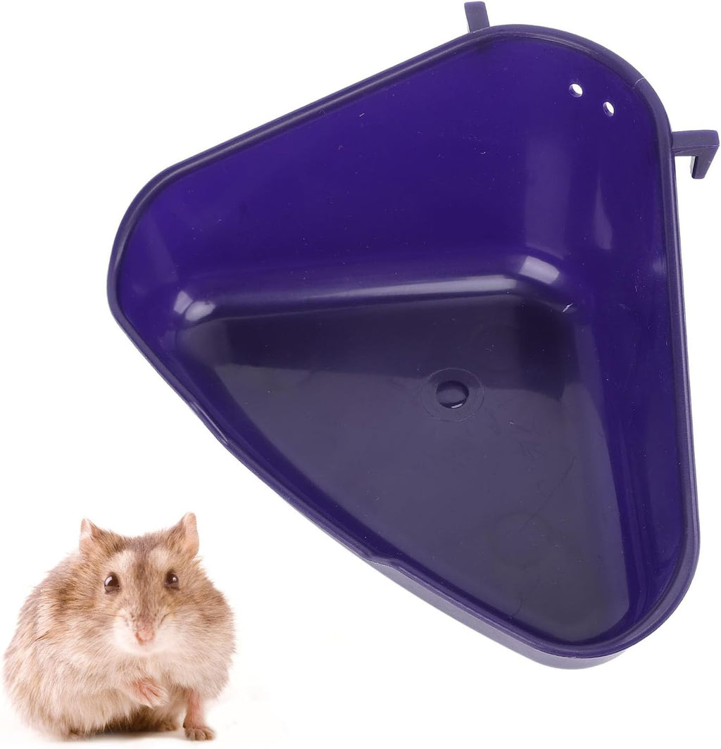 Triangle Corner Potty Sandbox, Plastic Wall Hanging Anti Splashing Small Animals Litter Box Bath Tub Container with Accessories for Guinea Pig Ferret Gerbil (S)