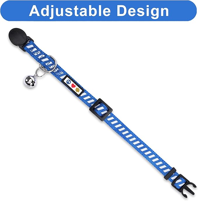 Pawtitas Personalized Blue Reflective Cat Collar – Adjustable Custom Collar - Image 4