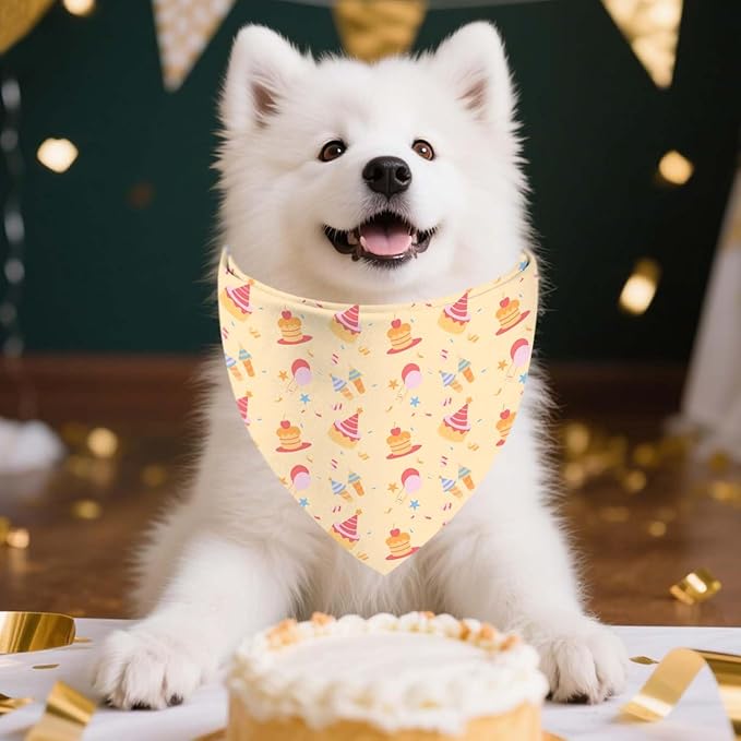 Birthday Dog Bandanas, Double Side Reversible Large Pet Scarves, Celebration Set - Image 5