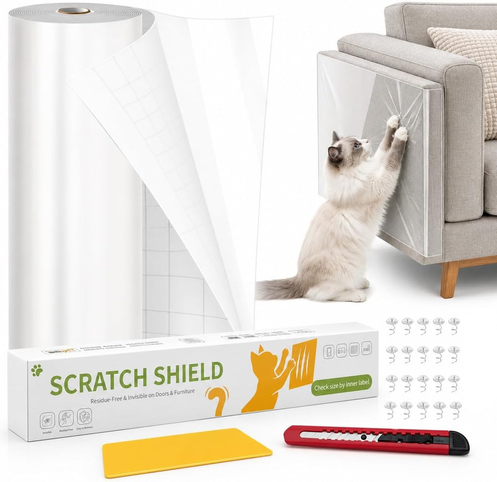 Cat Scratch Furniture Protector, 157.5 x 11.8 Inches, Clear Vinyl