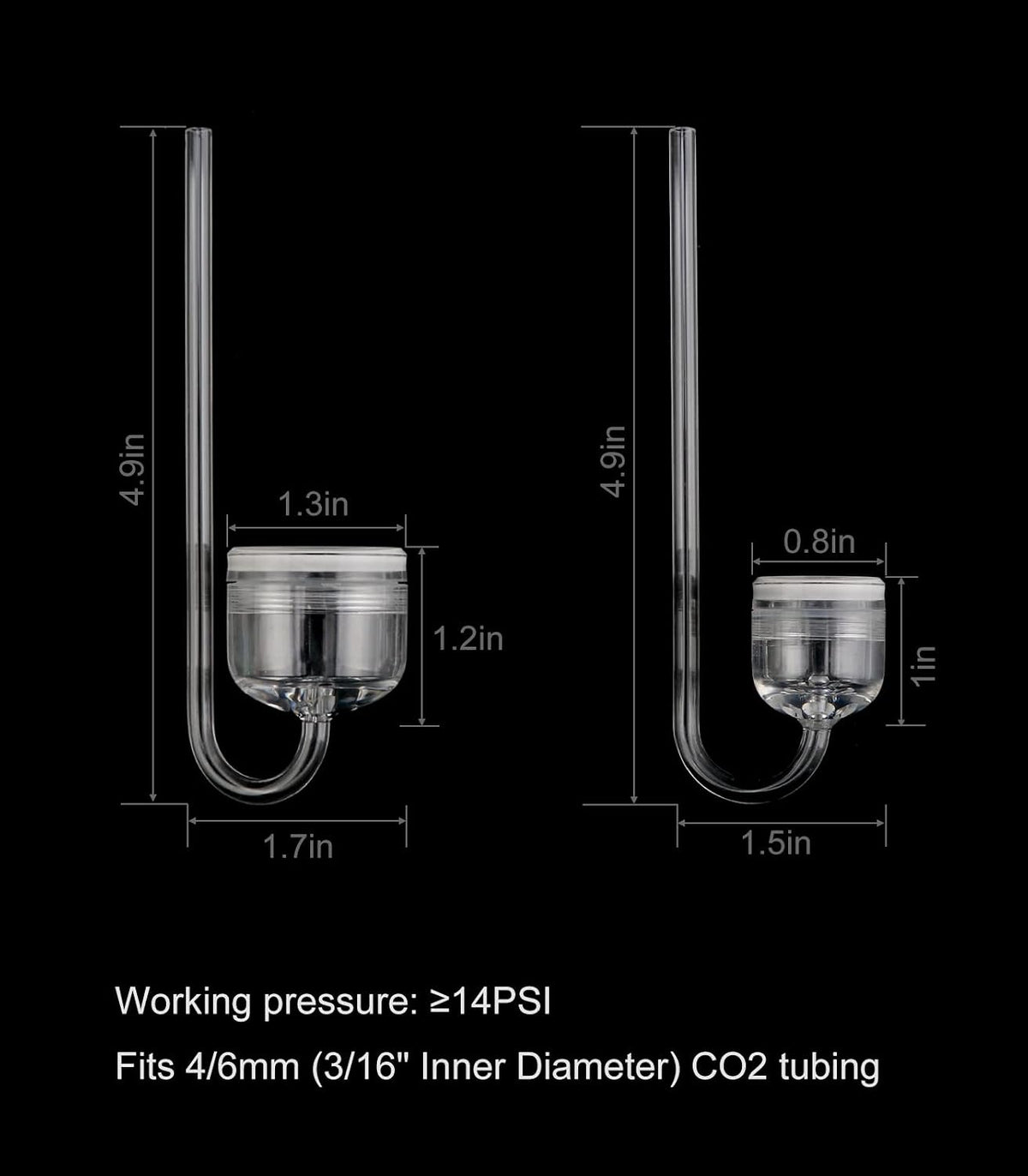 Acrylic CO2 Diffuser with Integrated Bubble Counter for Aquarium Plants (S)