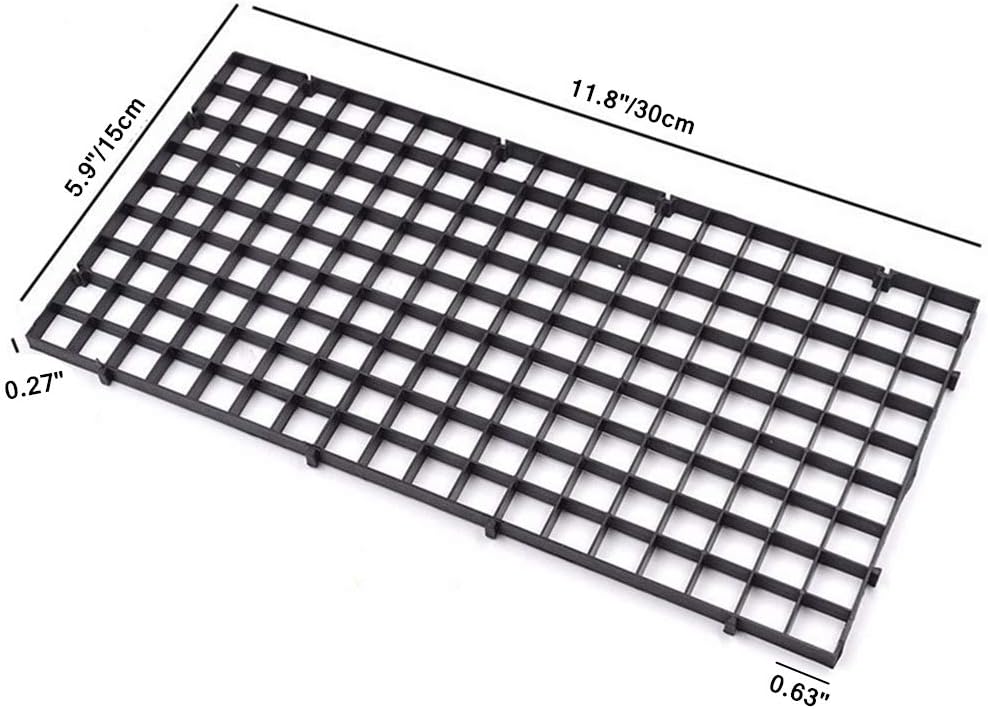 4 Pcs Aquarium Divider Tray Plastic Grid Aquarium Egg Crate Light Diffuser, Fish Tank Divider Filter Bottom Isolation with 8 Pcs Sucker Clip(Black)