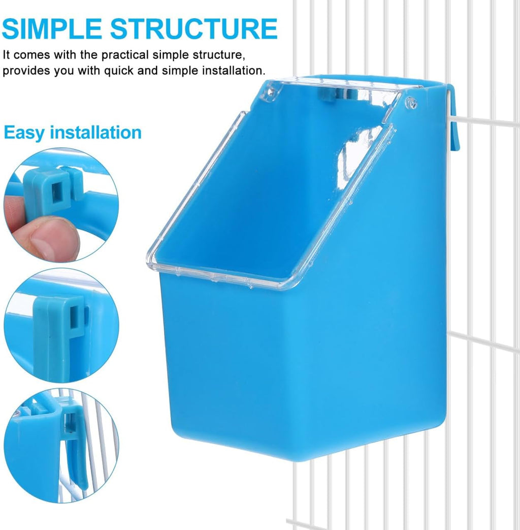 Kisangel 4pcs Pigeon Feeder Hanging Box Plastic Bird Cage Food Feeder for Pigeons Quail Cage Easy Install 5.51 X 3.54 X 3.14 in Holds Feed in