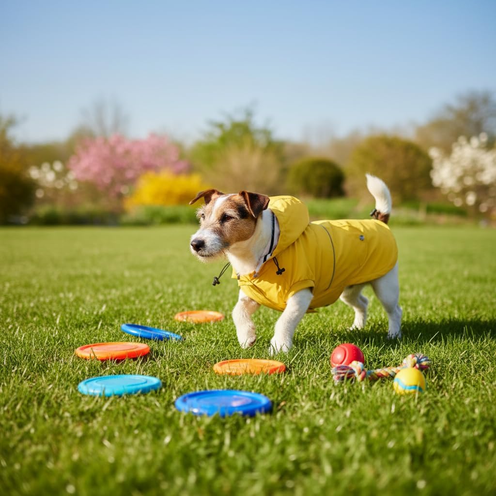 Dog Raincoat Waterproof Raincoats Dog rain Jacket Buttons Zipper Hood Drawstring Suitable for Small Medium Yorkie Terrier Schnauzer Poodle Border Collie Labrador 8lbs to 80lbs Yellow L