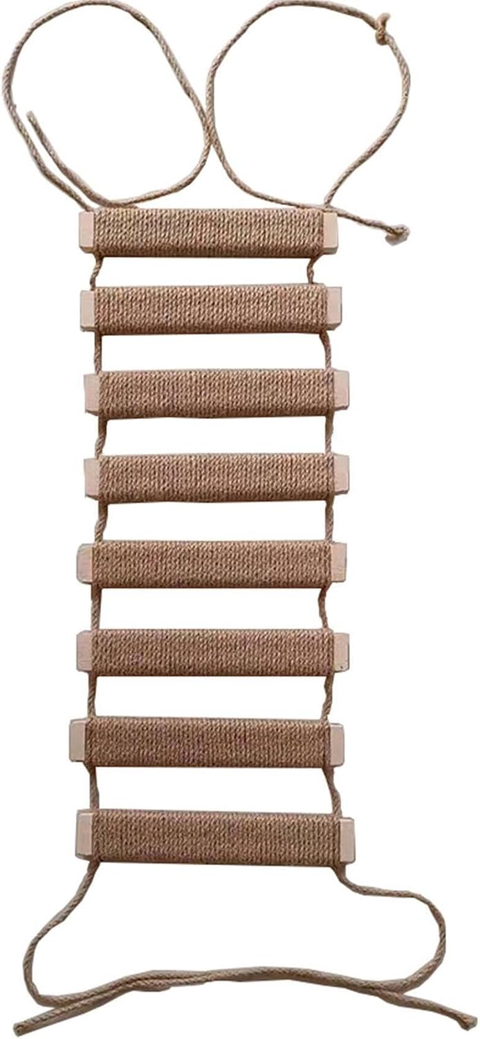 Outdoor Cat Tree with Wall Climbing Bridge & Rope Ladder - 20in Hemp Rope Cat Wall Furniture Cat Ladder