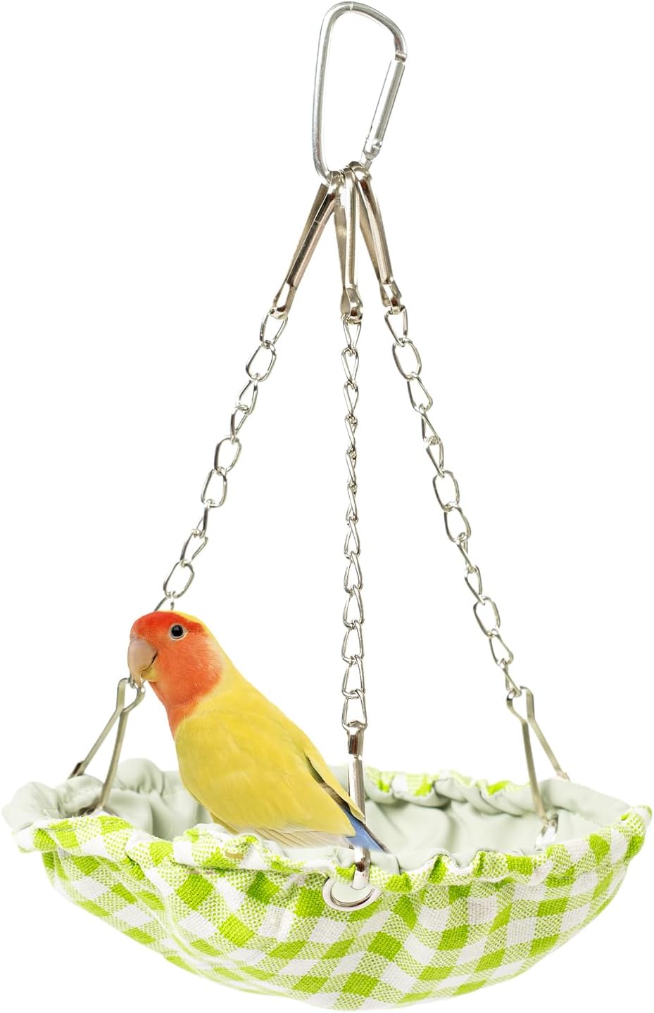 Hanging Bird Bed for Cage, Waterproof Plaid Bird Hammock, Swing Perch for Small Bird, Bird Cage Accessories, Hanging Swing Bed for Parrot, Parakeet, Canary (Green)