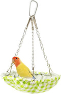 Hanging Bird Bed for Cage, Waterproof Plaid Bird Hammock, Swing Perch for Small Bird, Bird Cage Accessories, Hanging Swing Bed for Parrot, Parakeet, Canary (Green)