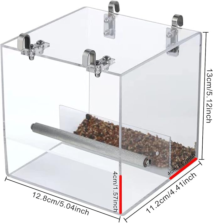 No Mess Bird Feeder for Cage, Automatic Acrylic Bird Feeder Seed Catcher Tray - Image 2