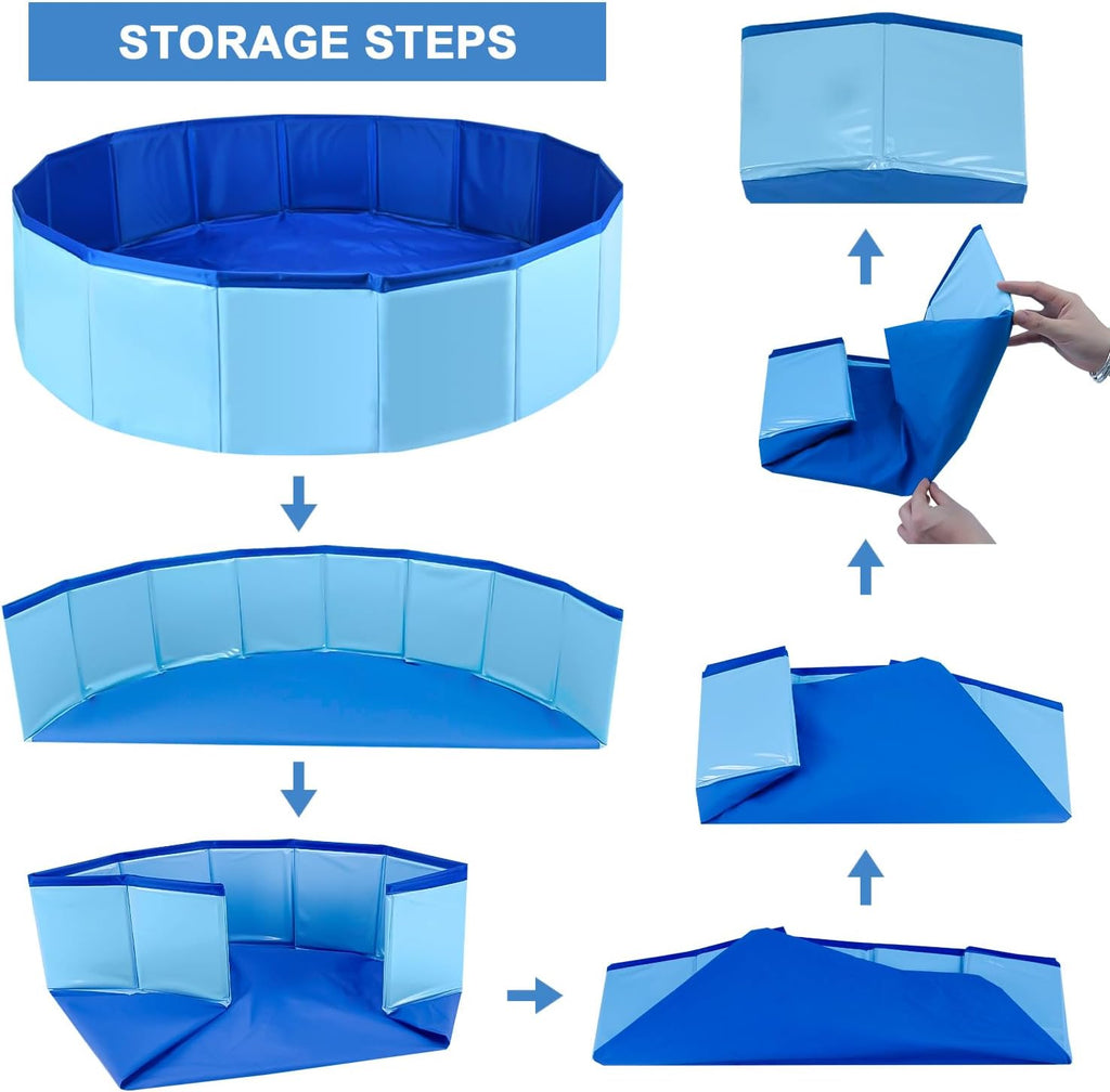 24 x 8 Inch Foldable Dog Pool with Storage Bag, PVC Pet Bath Tub