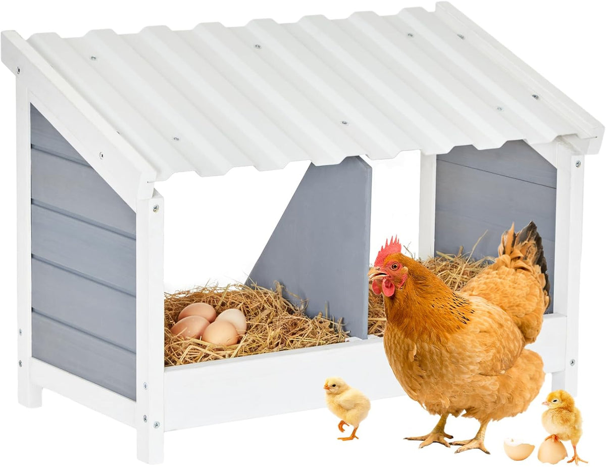 PETSFIT 2 Holes Chicken Nesting Box, PVC Waterproof Roof, Privacy Cover