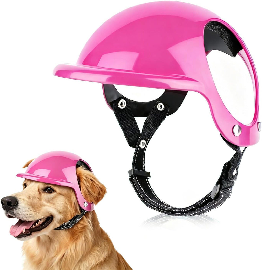 Small Dog Helmet with Ear Holes - Adjustable, Lightweight, Hard Black Pet Helmet for Outdoor Activities/Motorcycle/Bike