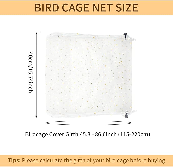 Bird Cage Seed Catcher, 45-90'' Adjustable Bird Cage Cover, Universal Nylon - Image 2