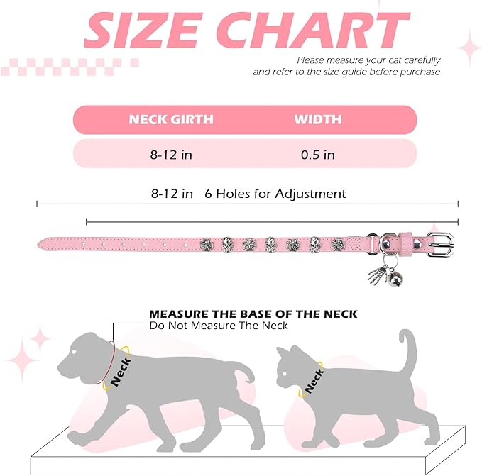 EXPAWLORER Cat Collar for Girl Boy Cats- Adjustable Leather Pet Collar - Image 2