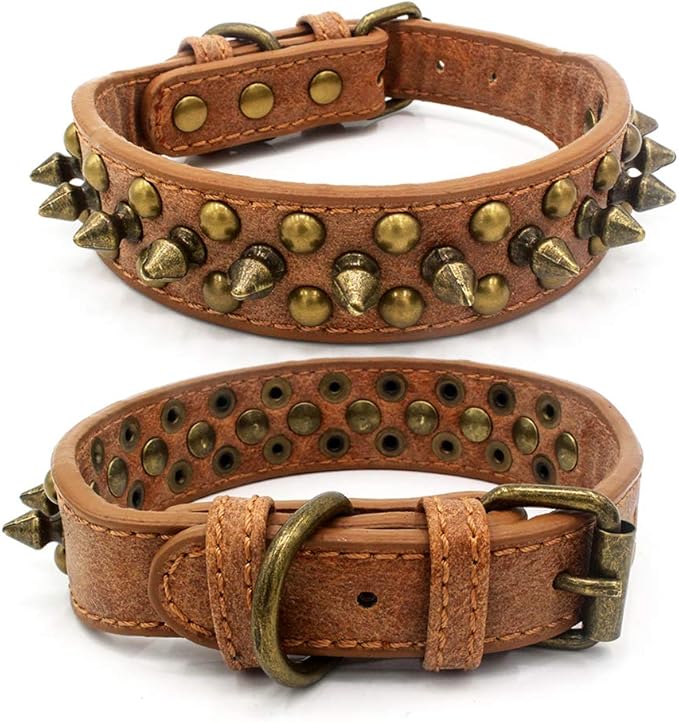 Spiked Dog Collar Soft Pu Leather Mushrooms Rivet Spike Studded Puppy by Unknown