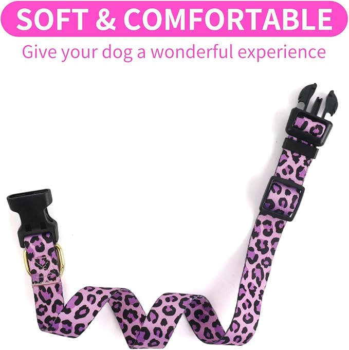 QQPETS Adjustable Soft Dog Collar: Print Flower Pink Multicolor Cute Patterns - Image 5