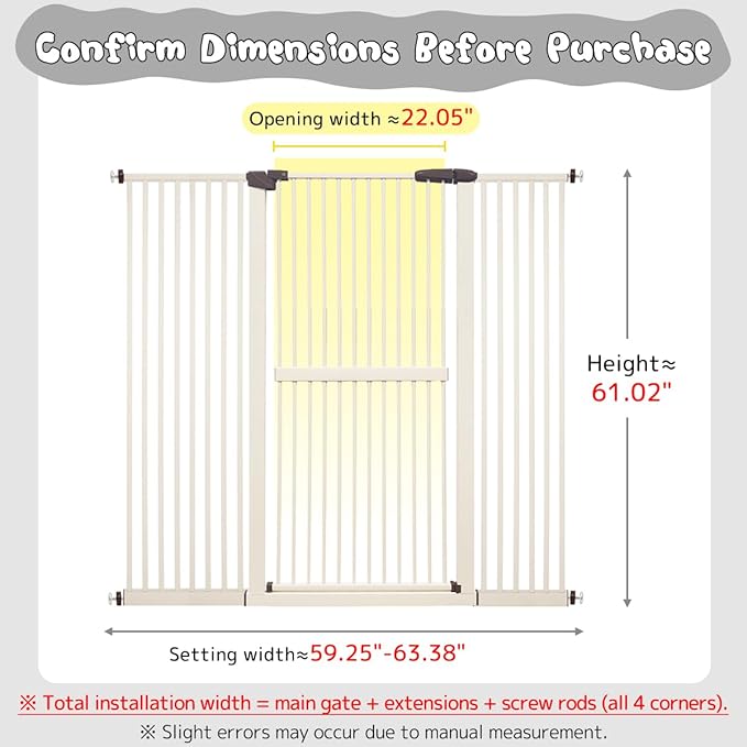 Lumizone Extra Tall Cat Gate 61.02" High Pressure Mounted Extra Wide - Image 2