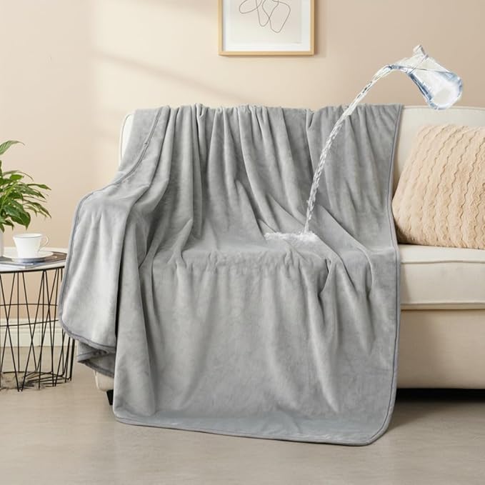 Waterproof Dog Blankets Light Grey, Soft Fluffy Sofa Car Bed Protector - Image 7