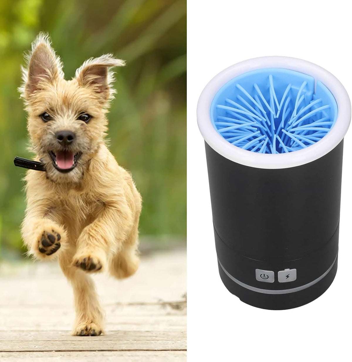 gernie Electric Pet Washer, 2000mAh USB Rechargeable Automatic Dog Washer 2 in 1 Portable Dog Foot Cleaner with Soft Brush for Small Medium Dogs s and Cats