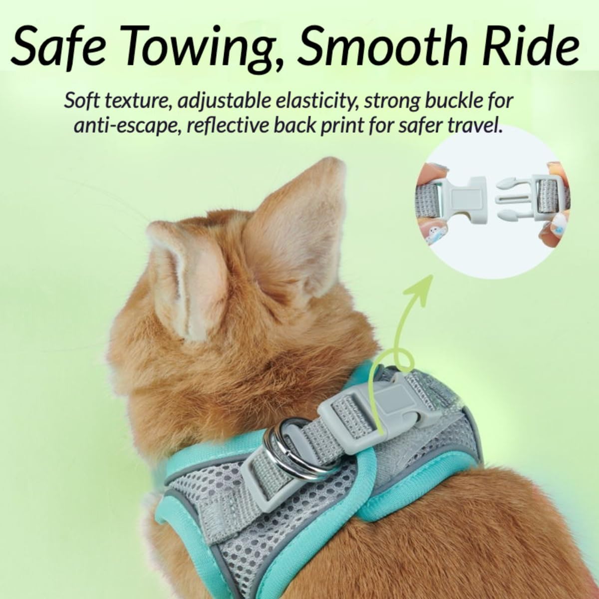 Escape Proof Rabbit Harness and Leash Set Breathable Mesh Vest (Pink,M)