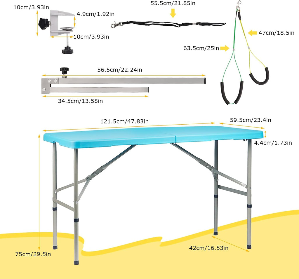 PKNYBZN 47'' Foldable Dog Grooming Table with Arm