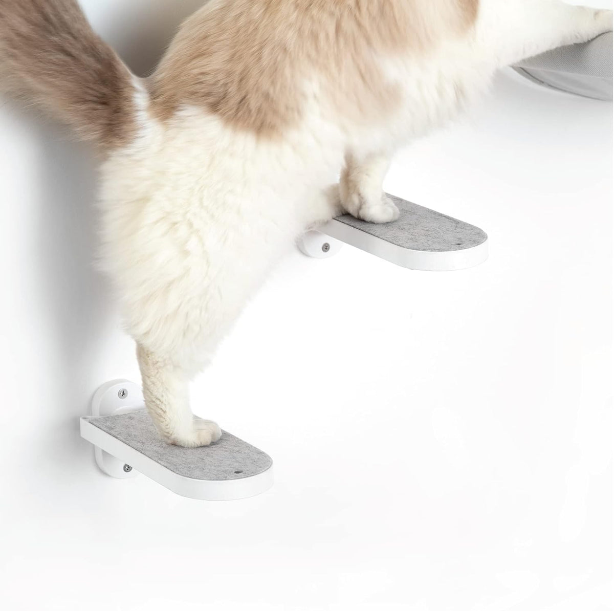 SVD.PET (2-PACK Cat Wall Steps, Cat Climbing Stairs with Replaceable Felt Pad, Cat Climbing Shelves for Wall Mounted with Cat Toy, Cat wall furniture for Kitten, Medium and Large Cats (White)