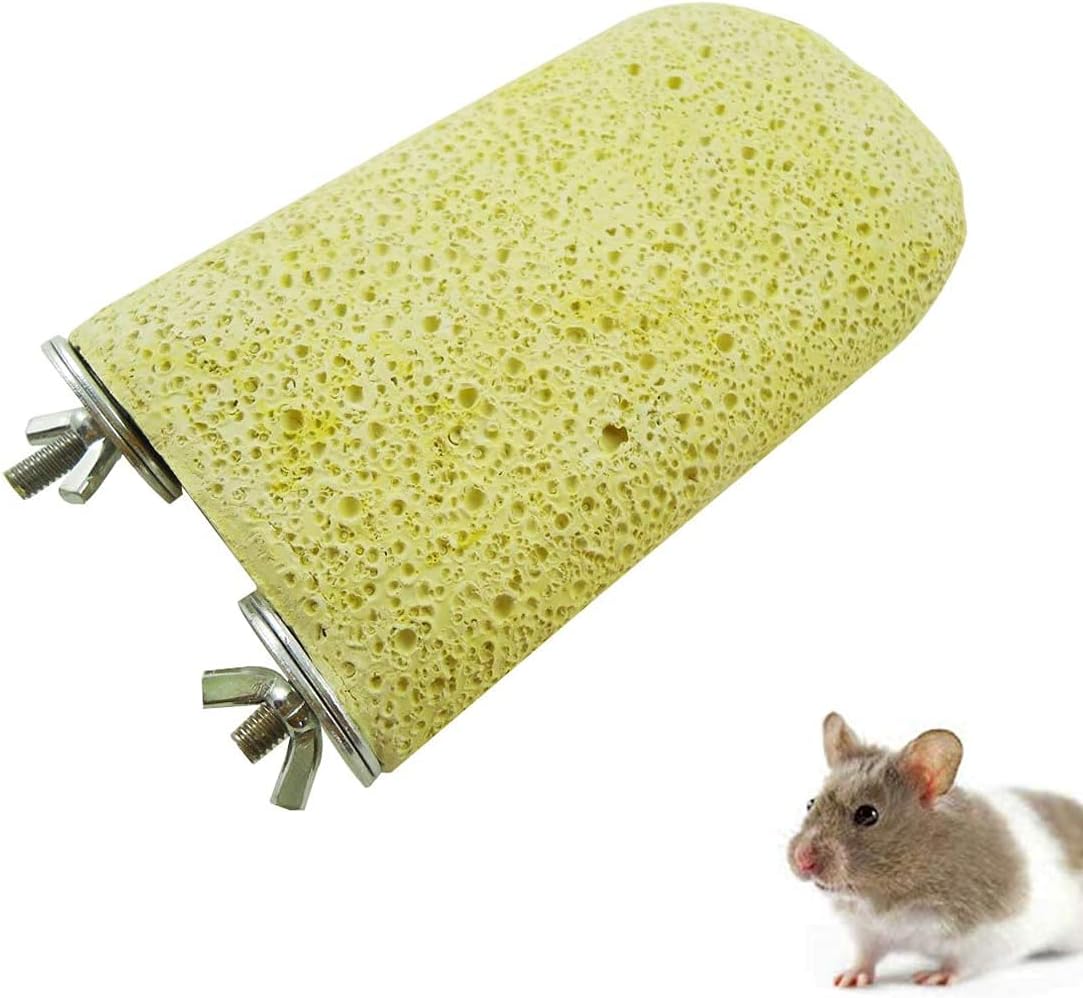 Litewoo Lava Shaped Pumice Ledge Birds Rats Chinchillas Toys, Artificial Teeth Beak Grinding Stone for Bird, Parrots, Hamsters, Totoro and Rabbits, Easy Installation, Random Color （5.1"x 2.75"x 1.2"）