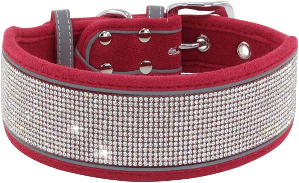 Serijoars Rhinestone Dog Collar, Dazzling Sparkling Soft Comfortable Reflective Large Dog Collar Crystal Diamond Collar for Small Medium & Large Dogs (S, Purple)