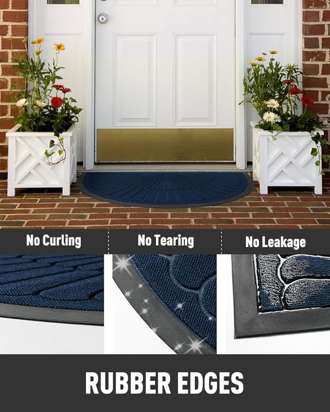 tchdio Semicircular Durable Rubber Doormat- Non Slip Front Door Mat - Image 4