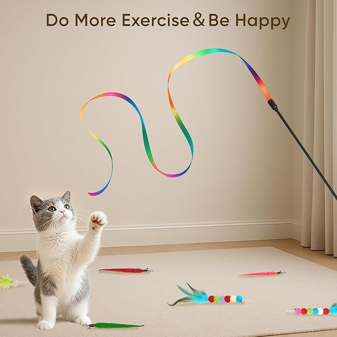 Cat Toys for Indoor Cats, 13 Packs Interactive Cat Wand Toy Set - Image 7