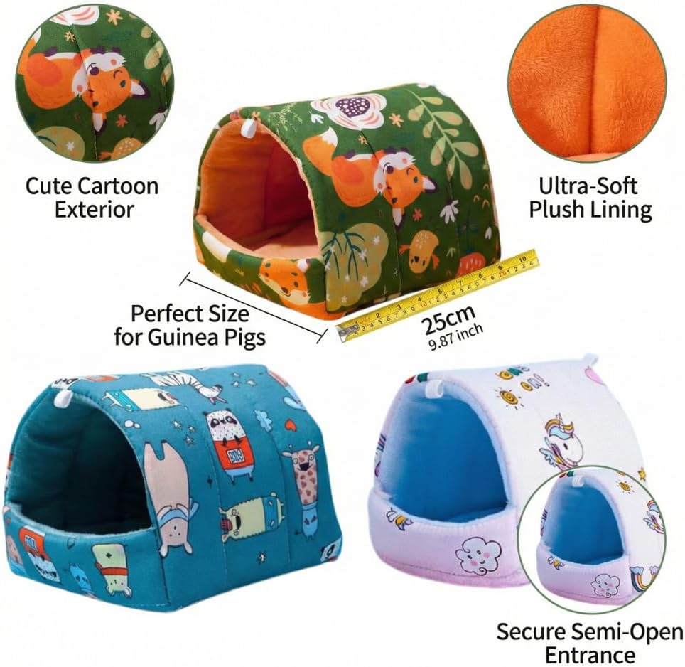 Guinea Pig Hideout 4 Pack Cozy Cave Small Animal Bed 9.8 Inch
