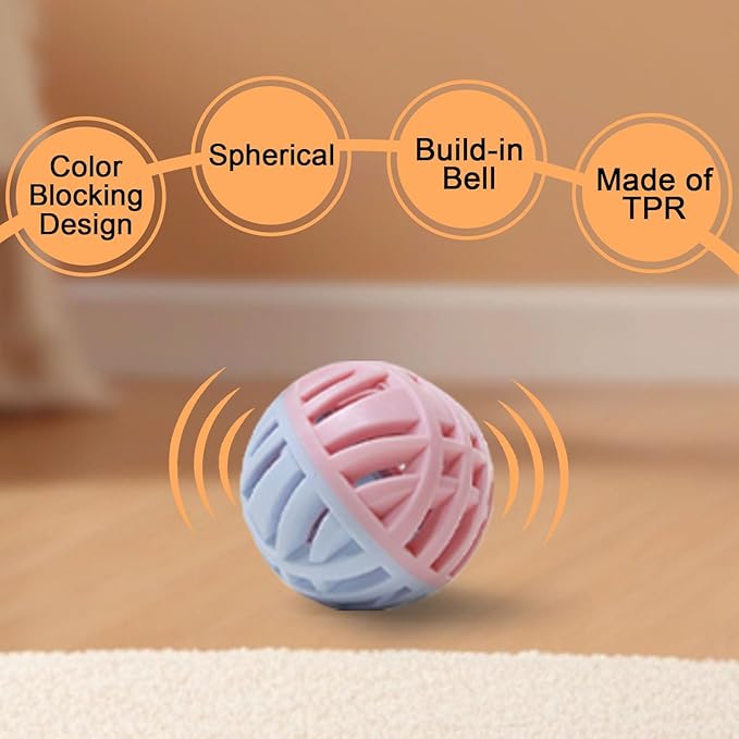 Rubber Cat Toy Balls with Inside Bell, Soft TPR Interactive Cat Ball Toys - Image 3